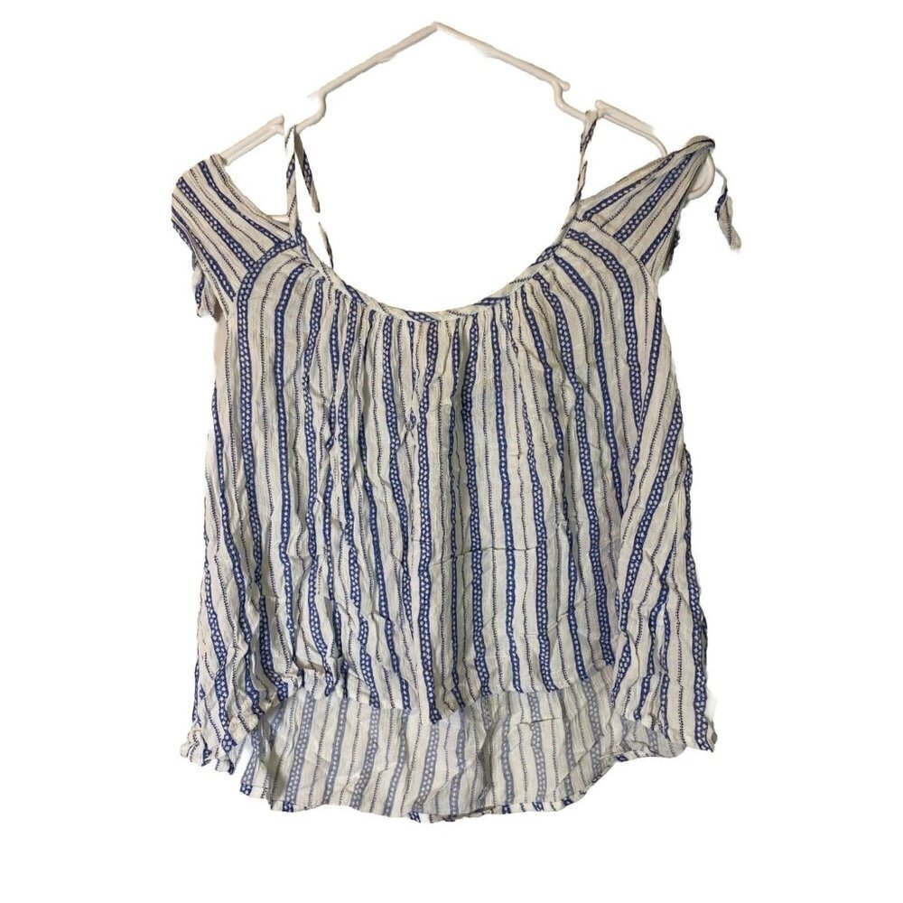 Nautical Coastal Stripes Women’s Medium M Top Cowgirl Grandma Boho Shabby Chic